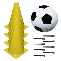 Kit 4 Cones e Bola de Vinil Treino de Futebol Infantil