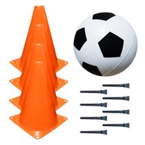 Kit 4 Cones E Bola De Vinil Treino De Futebol Infantil