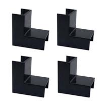 Kit 4 Conexão Cotovelo Interno Preto Curva Canaleta 20x10mm