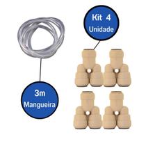 Kit 4 Conexão Engate Rápido 2 Vias 3/8 X 3/8 + 3m mangueira Kit 4 Conexão Engate Rápido 2 Vias 3/8 X 3/8 + 3m mangueira