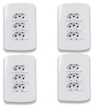 Kit 4 conjunt 3 tomada 2p t 10a-250v 4x2 br sleek margirius Kit 4 conjunt 3 tomada 2p t 10a-250v 4x2 br sleek margirius