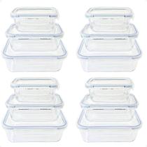 Kit 4 Conjunto 3 Potes Herméticos Retangular 300/600/1040Ml