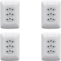 Kit 4 Conjunto 3 Tomadas 2P+T 4x2 10A 250 V Aria Branco Kit 4 Conjunto 3 Tomadas 2P+T 4x2 10A 250 V Aria Branco