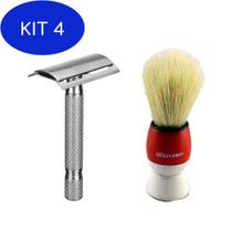 Kit 4 Conjunto Aparelho Barbear Pincel Barba Skmcs009 - Arthouse