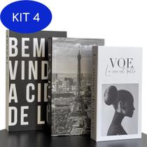 Kit 4 Conjunto Caixa Porta Objetos/Livro Decorativa Luxo - - FWB