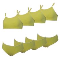Kit 4 Conjunto Calcinha e Sutiã sem Bojo Infantil Algodão Tamanho:GCor:Amarelo