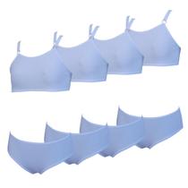 Kit 4 Conjunto Calcinha e Sutiã sem Bojo Infantil Algodão Tamanho:PCor:Branco