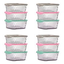 Kit 4 Conjunto De Potes Hermetic Cristal 550ml 3 Peças