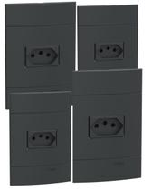 Kit 4 conjunto de tomada 10a grafite up schneider