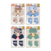 Kit 4 conjunto enxoval toca luva e meia recem nascido meninos bebê, material premium, conforto e maciez Kit 4 conjunto enxoval toca luva e meia recem nascido meninos bebê, material premium, conforto e maciez