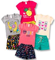 Kit 4 Conjunto Infantil Feminino Roupa de Verão Menina