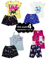 Kit 4 Conjunto Infantil Juvenil Menina em cotom 1 ao 16 roupa menina de calor