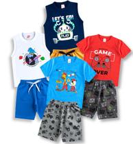 Kit 4 Conjunto Infantil Masculino Roupa de Verão Menino