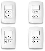 Kit 4 conjunto interruptor 10a + 2tom 2p t 10a sleek marg Kit 4 conjunto interruptor 10a + 2tom 2p t 10a sleek marg