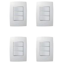 Kit 4 Conjunto Interruptor 3 Teclas Simples Pial Plus