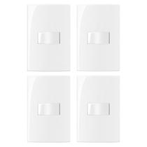Kit 4 conjunto interruptor simples 4x2 10a 250v com placa margirus sleek branco
