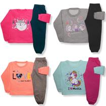 Kit 4 Conjunto Moletom Infantil Inverno Roupa De Frio Menino E Menina