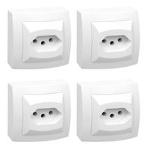 Kit 4 Conjunto Tomada 2p+t 10a 250v Sistema X Branco Pial