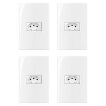 Kit 4 conjunto tomada horizontal 4x2 20a 2p+t 250v com placa margirus sleek branco Kit 4 conjunto tomada horizontal 4x2 20a 2p+t 250v com placa margirus sleek branco