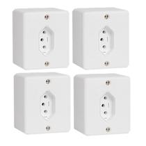 Kit 4 Conjunto Tomada Simples 20A Ilumi Caixa Ext Sobrepor