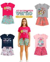 Kit 4 Conjunto Verão Infantil Juvenil Feminino Blusinha e Shorts em Algodão + Cotton Roupa Menina Tamanhos 10 12 14 16 Kit 4 Conjunto Verão Infantil Juvenil Feminino Blusinha e Shorts em Algodão + Cotton Roupa Menina Tamanhos 10 12 14 16