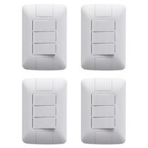 Kit 4 conjuntor interruptor paralelo 3 teclas 6a 250v tramontina aria branco com placa