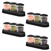 Kit 4 Conjuntos 3 Potes Potinhos Para Alimentos Transparente