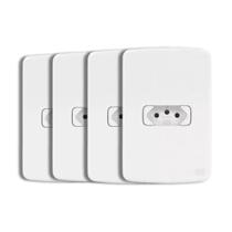 Kit 4 Conjuntos 4x2 1 Tomada 2P+T 10A Branco COMPOSÉ WEG