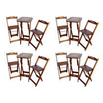 Kit 4 Conjuntos Bistrô Mesa com 2 Banquetas Dobráveis de Madeira Personalizada Jack - Imbuia Kit 4 Conjuntos Bistrô Mesa com 2 Banquetas Dobráveis de Madeira Personalizada Jack - Imbuia