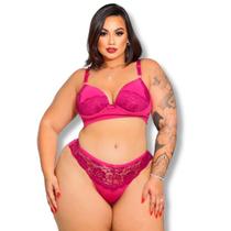 Kit 4 Conjuntos Calcinha e Sutiã Fio Plus Size Confort Rendado Fio Duplo