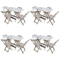 Kit 4 Conjuntos de Mesa com 4 Cadeiras de Madeira Dobravel 120x70 sem Pintura/crua Kit 4 Conjuntos de Mesa com 4 Cadeiras de Madeira Dobravel 120x70 sem Pintura/crua