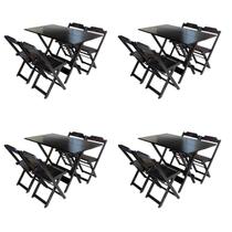 Kit 4 Conjuntos de Mesa com 4 Cadeiras de Madeira Dobravel 120x70 Tabaco Kit 4 Conjuntos de Mesa com 4 Cadeiras de Madeira Dobravel 120x70 Tabaco