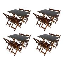 Kit 4 Conjuntos de Mesa Dobrável 120x70 Imbuia com 4 Cadeiras