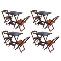 Kit 4 Conjuntos de Mesa Dobravel com 2 Cadeiras de Madeira 70x70 Ideal para Bar e Restaurante - Imbu Kit 4 Conjuntos de Mesa Dobravel com 2 Cadeiras de Madeira 70x70 Ideal para Bar e Restaurante - Imbu