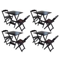 Kit 4 Conjuntos De Mesa Dobravel Com 2 Cadeiras De Madeira 70x70 Ideal Para Bar E Restaurante - Taba Kit 4 Conjuntos De Mesa Dobravel Com 2 Cadeiras De Madeira 70x70 Ideal Para Bar E Restaurante - Taba