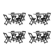 Kit 4 Conjuntos Dobráveis 120x70 com 4 Cadeiras Preto - Móveis Britz Kit 4 Conjuntos Dobráveis 120x70 com 4 Cadeiras Preto - Móveis Britz