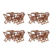 Kit 4 Conjuntos Dobráveis 120x70 com 6 Cadeiras Imbuia - M.B Móveis
