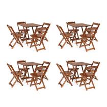 Kit 4 Conjuntos Dobráveis 70x70 com 4 Cadeiras Dobráveis Imbuia - Móveis Britz