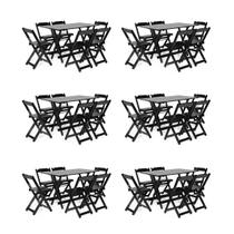 Kit 4 Conjuntos Dobrável 120 x 70 com 6 Cadeiras Preto - Móveis Britz