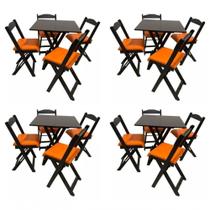 Kit 4 Conjuntos Mesa Dobrável 4 Lugares MDF Estofado Mel 70x70CM Móveis 4I Kit 4 Conjuntos Mesa Dobrável 4 Lugares MDF Estofado Mel 70x70CM Móveis 4I