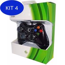 Kit 4 Controle Com Fio Xbox 360 E Pc Slim Joystick Original - Feir