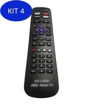 Kit 4 Controle Remoto Compatível Para Tv Aoc Ro - Ku Tv Sky-9091