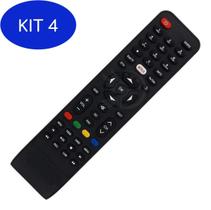 Kit 4 Controle Remoto Tv Philco Led Smart Botão Netflix Com Pilha