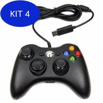 Kit 4 Controle Xbox 360 Com Fio Usb Joystick Computador Ou - Lx