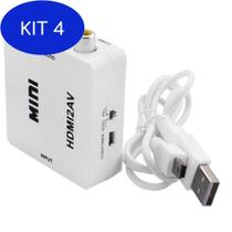 Kit 4 Conversor Mini AV Para HDMI