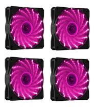 Kit 4 Cooler Fan 120mm 12cm 15 Leds Vermelho Azul Verde Branco Rosa Kit 4 Cooler Fan 120mm 12cm 15 Leds Vermelho Azul Verde Branco Rosa
