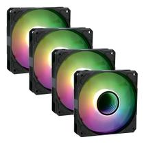 Kit 4 Cooler Fan ARGB Ventoinha para Gabinete Espelho Infinito PC Gamer Desktop 5V Revenger G-VR340