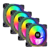 Kit 4 Cooler Fan Led Rainbow RGB 120mm para Gabinete Computador Desktop Revenger G-VR336