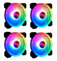 Kit 4 Cooler Fan Rgb 120mm 12cm Dupla Face Para Gabinete