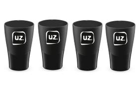 Kit 4 Copo 300 Ml Café Água Cerveja Alça Plástico Cores